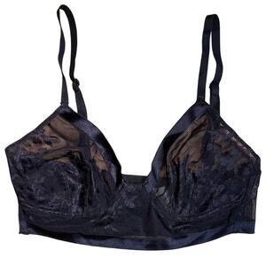 Free People Intimately Floral Lace Mesh Adjustable Wireless Bralette Black Small